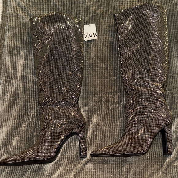 Zara Women's Sparkling Over the Knee Boots - Picture 4 of 5